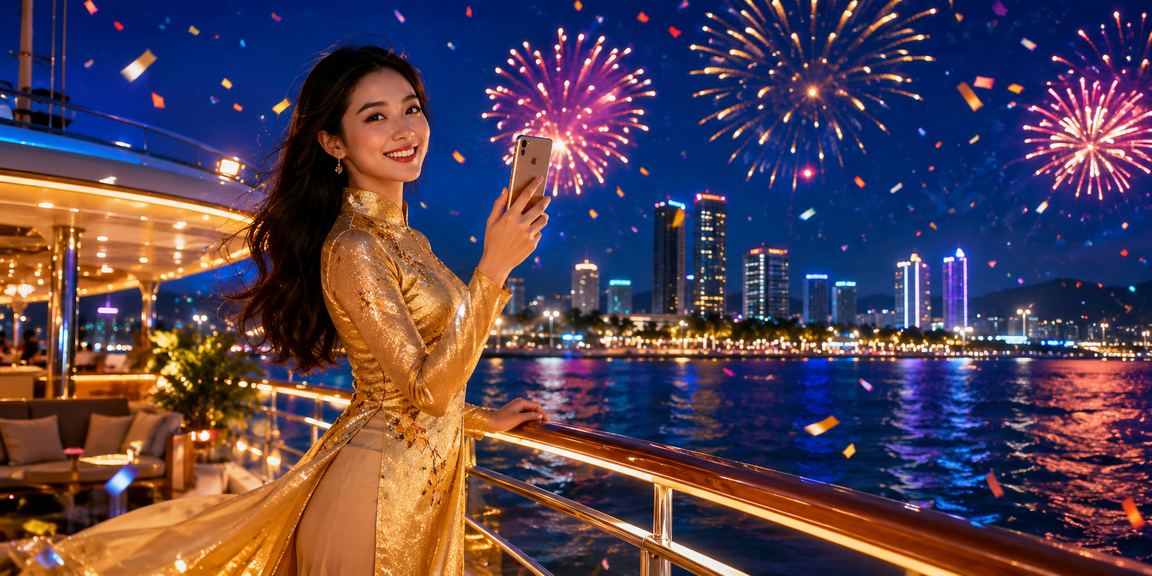 Người dùng Nha Trang trải nghiệm casino di động trên điện thoại trong trang phục truyền thống