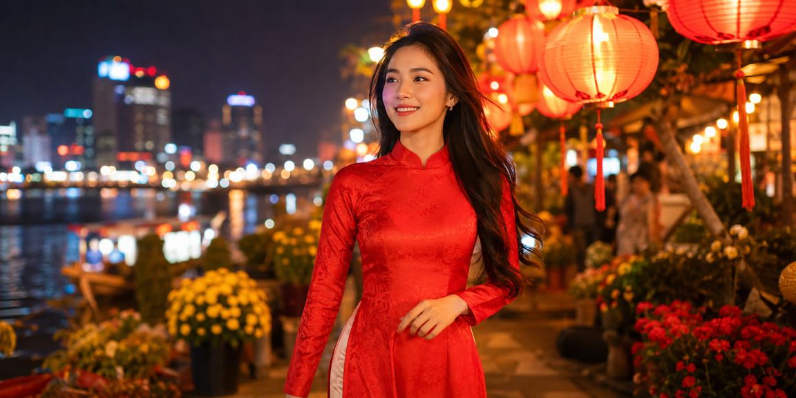 Không khí sôi động Sài Gòn về đêm với áo dài truyền thống và người dùng tham gia giải trí trực tuyến